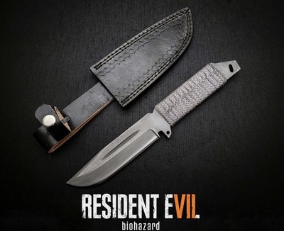 Resident Evil Bio Hazard Knife - D2 Tool Steel With Leather Sheath - Prop 