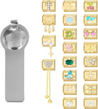 Italian Charm Bracelet Charms Gold Set with 20Pcs Assorted Charms 1Pc Opening To