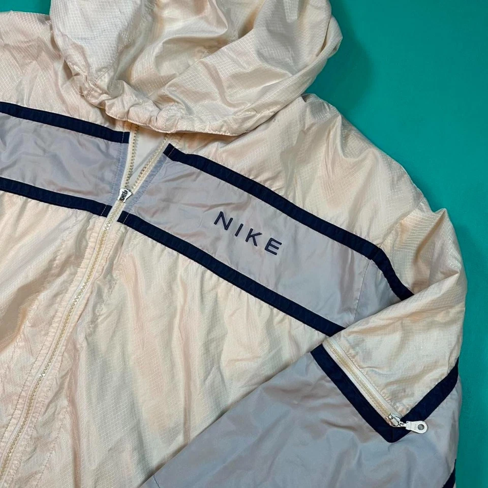 Y2K Nike windbreaker zip up 2000s Y2K hooded Nike swoosh windbreaker jacket - Image 2 of 4