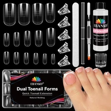 Poly Gel Nail Forms Kit for Toes - 150PCS Reusable Dual Toenail Forms for Bui...