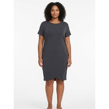 NWT Express Gray Knee Length Ruched Knit Stretch Dress Women Size XL