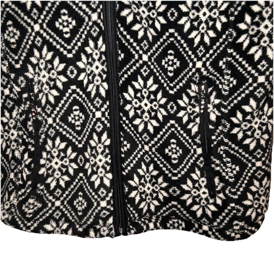 Colete de lavanderia francês 1X preto branco diamante bolsos com zíper lã macia zíper completo  - Imagem 3 de 4