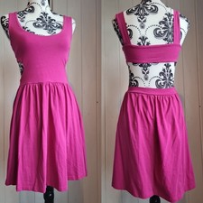 Asos Jersey Skater Dress Size 8 Fuchsia Pink Open Back Summer Beach Cotton