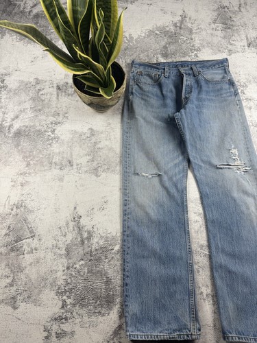 Vintage Levis 501 Distressed 32/30 Denim Straight USA 90s Jeans Pants Trousers - Picture 3 of 21