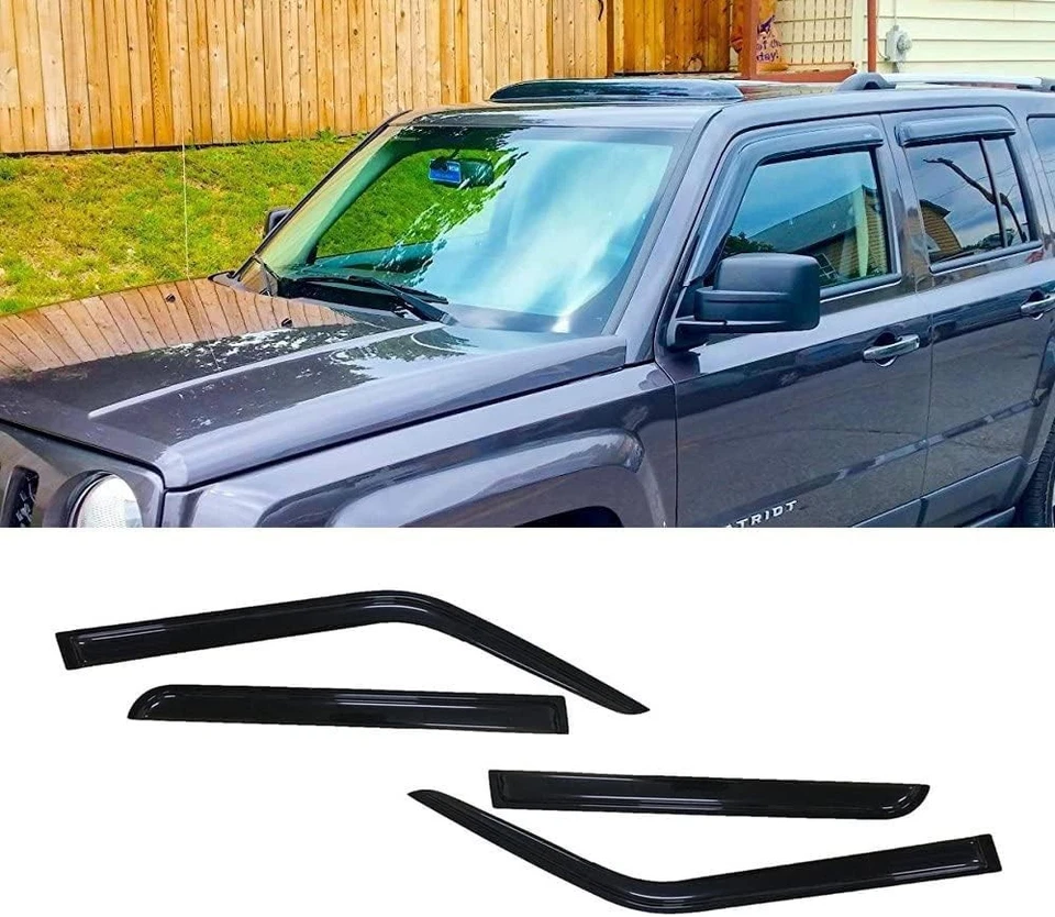 Classic Smoke Tape-On Window Shields for 2007-2018 Jeep Patriot - Easy Install Foto 3 de 4