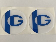 RENAULT WIND GORDINI SIDE PANEL WING CENTRE CAP STICKERS DOMED WHITE X2 70mm