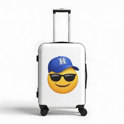 SMILEY FACE EMOJI - Koffer/Kabinentasche/Auto/Urlaub individueller Aufkleber - BLAU ''H''