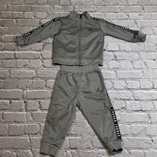 Jordan Boys 2-Piece Track Suit Set Full Zip Jacket Pants Gray/Black 18M