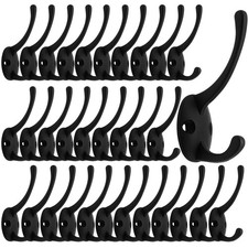 IBosins 32 Pack Black Coat Hooks Wall Mounted with 64 Screws 32 Pcs