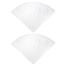 2pcs Non Slip Shower Mat 21"x21" Triangle Shower Mats with Suction Cups, White