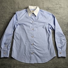 Gucci Dress Shirt Womens 36 Blue White Collar Uniform Button Up Designer