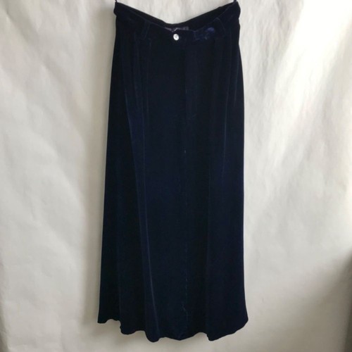 Ralph Lauren Purple Label, Ralph Lauren Purple Label Vtg Midi Velvet Skirt Size 8 Navy Made in USA Preppy