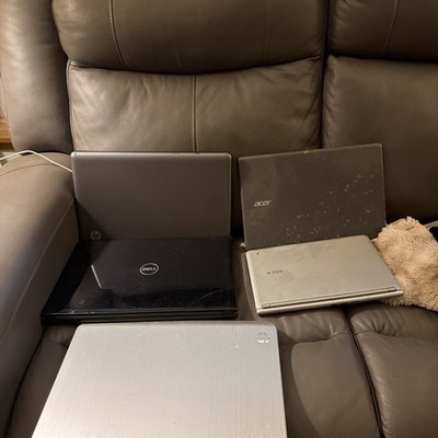 Lot Of 5 Laptops Untested As Is No Chargers/Cords Hp,Dell,Acer, Chrome Unit Find