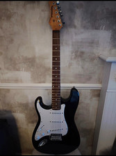 Samick Stratocaster Strat Electric Guitar Left Handed 6 String Solid Black