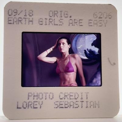 #ad #ad 35mm Slide Geena Davis in Bikini Earth Girls Are Easy 80s Movie Publicity #8 $18.95