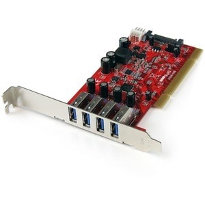 Startech 4 Port Pci Superspeed Usb 3.0 Adapter Card With Sata/Sp4 Power 5Gbps 4-