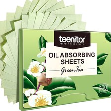 100 Large Green Tea Oil Blotting Sheets for Instant Oil Control - Face Cleansing