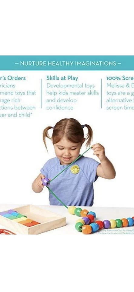 Cuentas de cordones primarios Melissa & Doug - Juguete educativo Foto 2 de 4