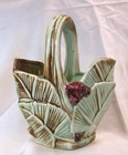 Vintage Mid-Century-Modern McCoy Pottery Leaves & Berries Basket Planter / Vase