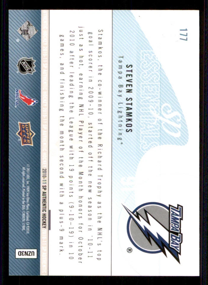 2010-11 SP Authentic #177 Steven Stamkos ESS /1999 - Image 2 of 2