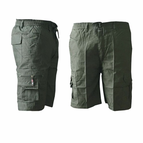 Liso elástico liso ligero 3/4 algodón cargo combate pantalones cortos nuevo - Imagen 3 de 8