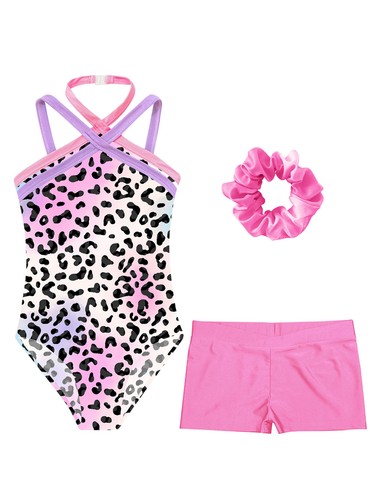 Kids Girls Outfit Gymnastic Tracksuit Dance Sportswear Modern Shorts Soft Yoga - Picture 41 of 53