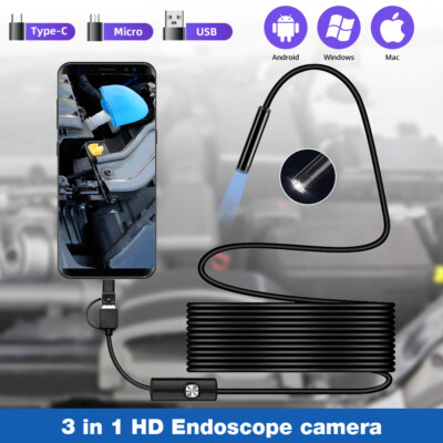3-IN-1 USB Type-c Endoscope Borescope Snake Inspect Camera for Phone Android PC