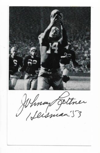 Johnny Lattner Signed AUTO 3x5 Index Card Notre Dame Fighting Irish 1953 Heisman - Photo 1/1