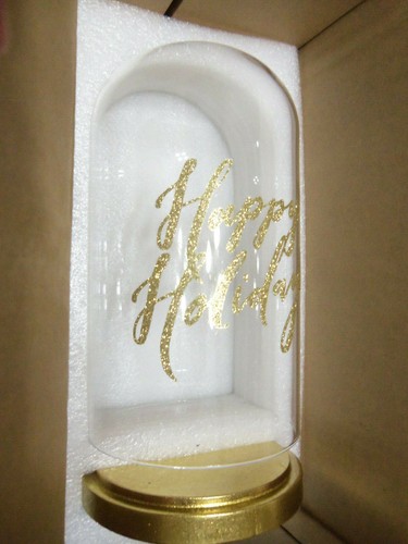 Luminara Large Glass Cloche with 7" Pillar Candle and Remote - Happy Holidays - Picture 2 of 2