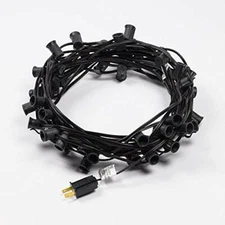 Fantado 50 Socket Outdoor Patio String Light Cord Only, 51 FT Black Cord w/ E...