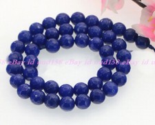 6/8/10/12mm Faceted Blue Jade Gemstone Round Loose Beads 15'' Strand