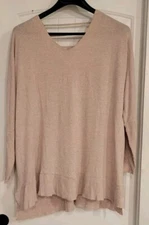 Tunic Top Blush Heathered Dolman Long Sleeve Cut Out Back Size 2X