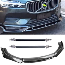 Carbon Fiber Black Front Bumper Lip Chin Body Kit Spoiler For Volvo S60 S80 S90