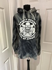 Drop Dead Itchy & Scratchy Krusty Clown Tie Dye Size Small Pull Over Hoodie Grey