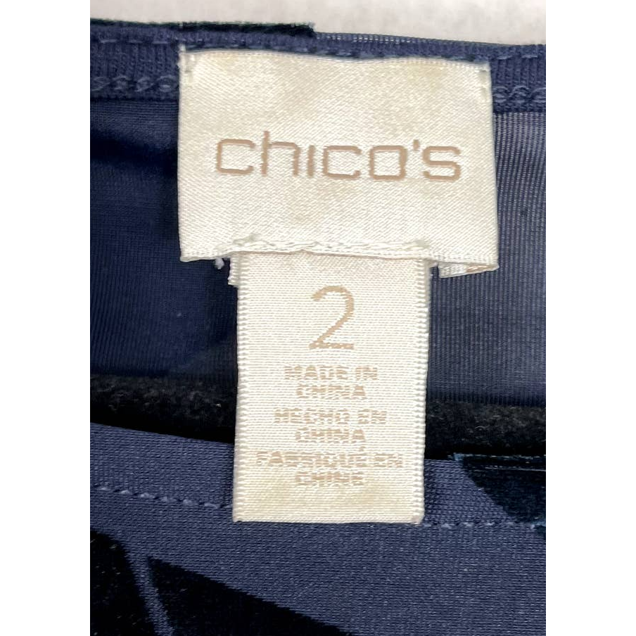 Chicos Tina Velvet Two in One Top Navy Blue Layered Womens Size 2 Large