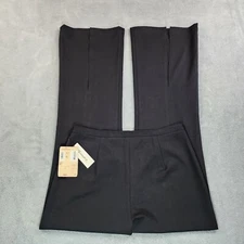 Tempo Paris Pants Womens 12 Black Trouser Front Split Hem Flare Made In USA NWT