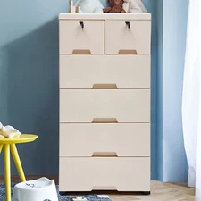 6 Drawers Dresser Tall Chest of Drawer Wood Storage Organizer Closet for Bedroom