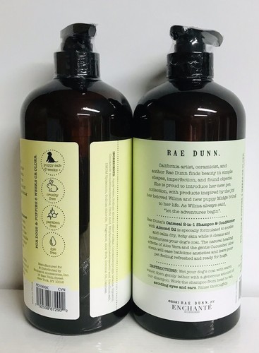 Rae Dunn ~ Gurke Aloe & Kokosnuss Vanille 2-in-1 Haustier Shampoo mit Haferflocken 34 Oz. - Bild 3 von 3