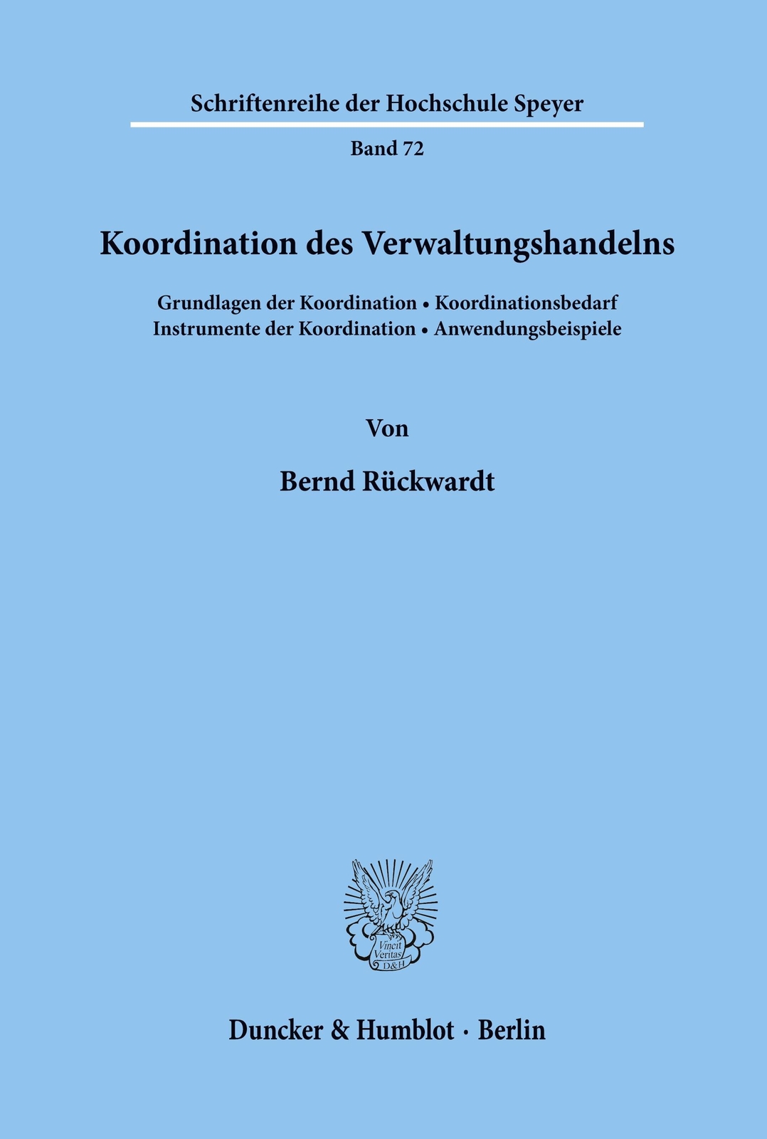 Bernd Rückwardt | Koordination Des Verwaltungshandelns. | Taschenbuch