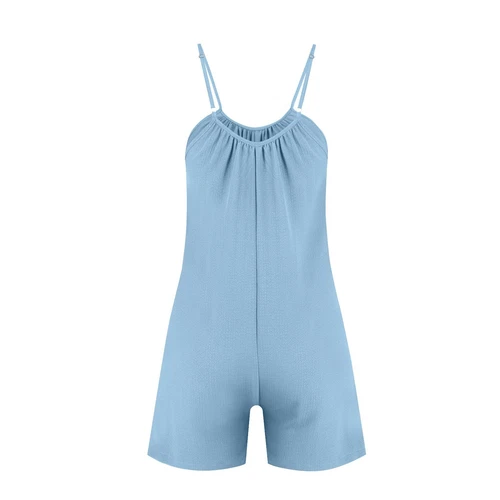 Chic Women Wide Leg Short Rompers Summer Loose Jumpsuits Sleeveless with Pockets - Picture 6 of 20