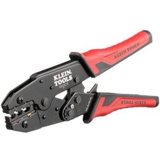 Klein Tools Ratcheting Crimper for 10-22 AWG Insulated Wire Terminals Red Black