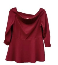 UNBRANDED BLOUSE WOMEN M BURGUNDY PULLOVER PE...