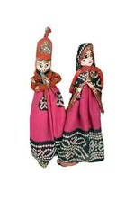 Poupée En Bois Artisanale Indienne Vintage Fabriquée À La Main Art De Jaipur