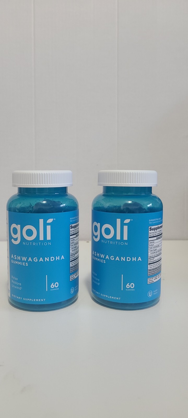 Goli Ashwagandha Vitamin D Gummies 60ct Mixed Berry KSM-66 2-Pack Exp 9/25