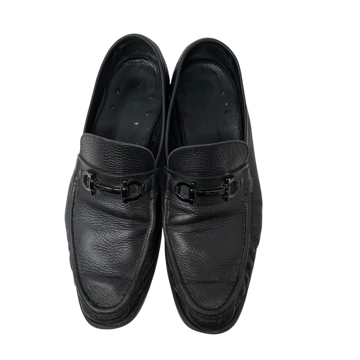 Salvatore Ferragamo Mens 13 Gancini Bit Loafers Black 