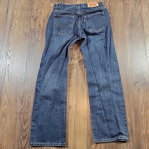 Levis 505 Jeans Boys 14 Regular Fit Jeans 27x27 Straight Leg Dark Wash Denim - Picture 5 of 7