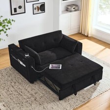 3 in 1 Convertible Sleeper Sofa Bed Velvet Loveseat Pull Out Sofa Bed w/ USB