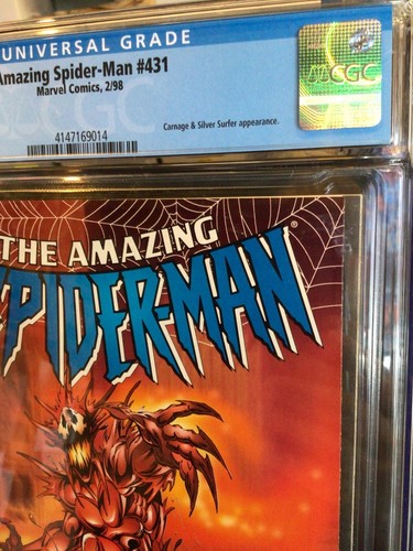 CGC 9.6 AMAZING SPIDER-MAN #431 MARVEL 1998 COSMIC CARNAGE SILVER SURFER - Picture 3 of 5
