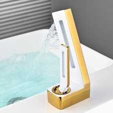Single Handle Vessel Sink Bathroom Waterfall Faucet Hollow Out Creative Style