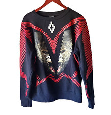 Marcelo Burlon Sweatshirt Split Face Gorilla Red Stripe Crewneck Black Small
